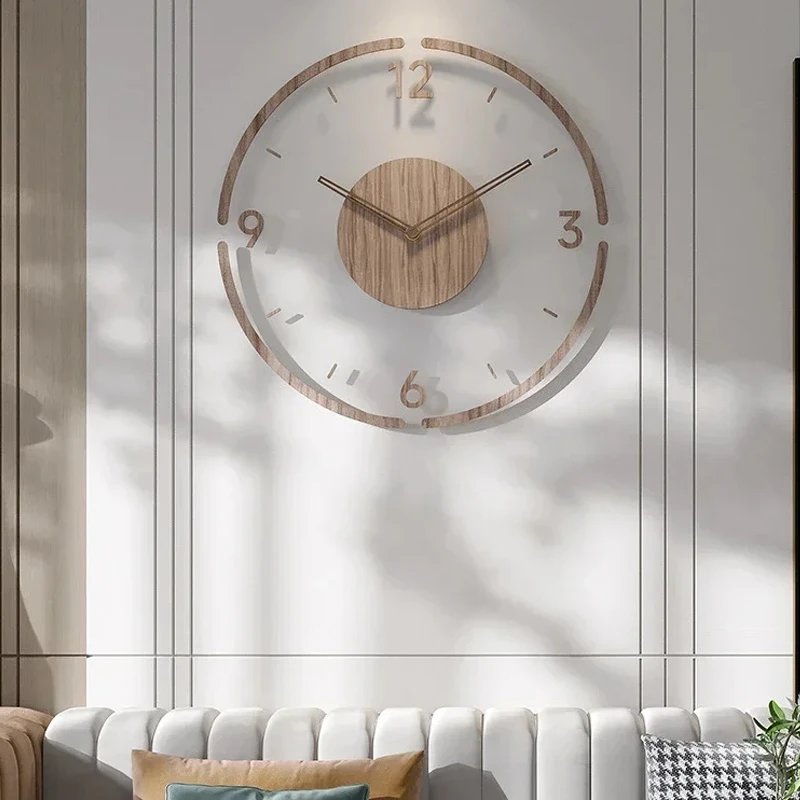 Wood Creative Wall Clock 30/35CM Living Room Solid Silent Nordic Simple Quartz Clock home decor 2025 New Large Wall Watch