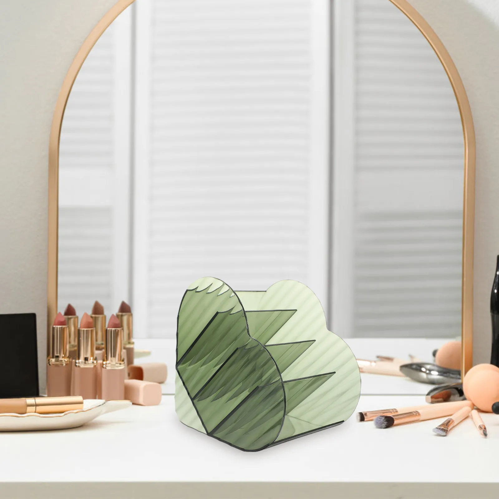 Heart Shape Makeup Brush Holder Pen Organizer Desktop Stationery Container for Office Desk Home Multifunctional Pet Plastic