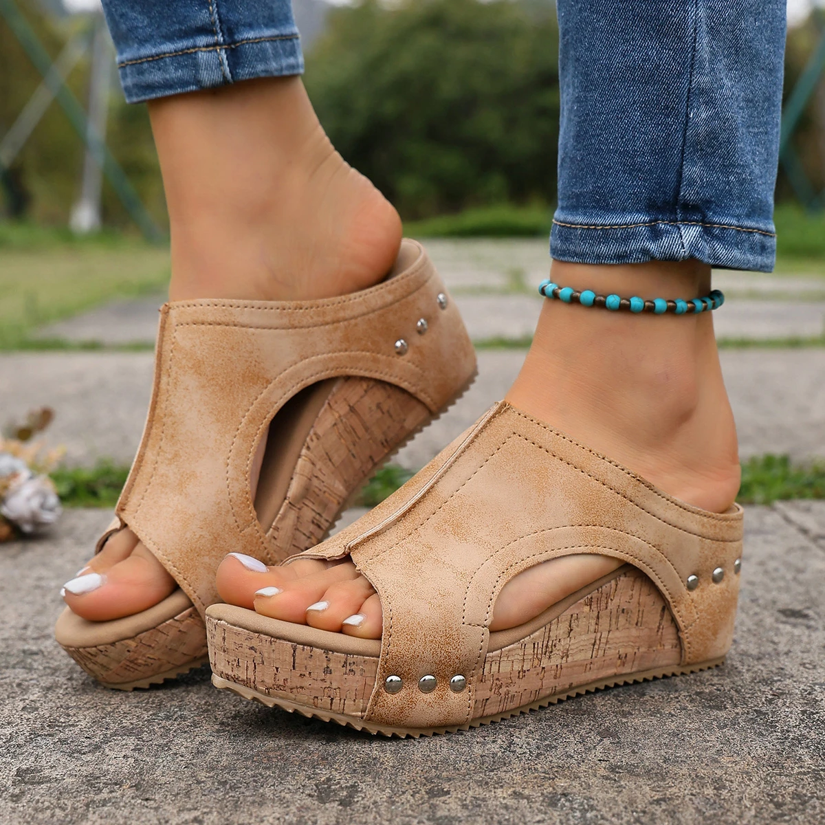 Women's High Heels With Wedges Shoes Woman Platform Sandals Summer Peep Toe Heeled Slippers Sandalias De Mujer_vogvips.com