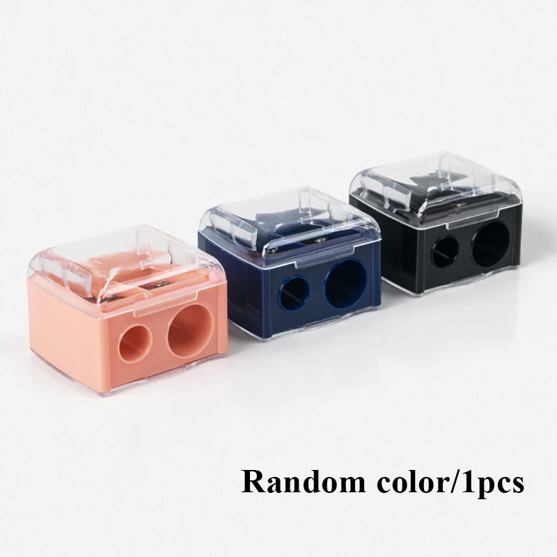 Double Holes Pencil Sharpener Convenient Random Color Eyebrow Eyeliner Pencil Sharpener Multipurpose Student School Stationery