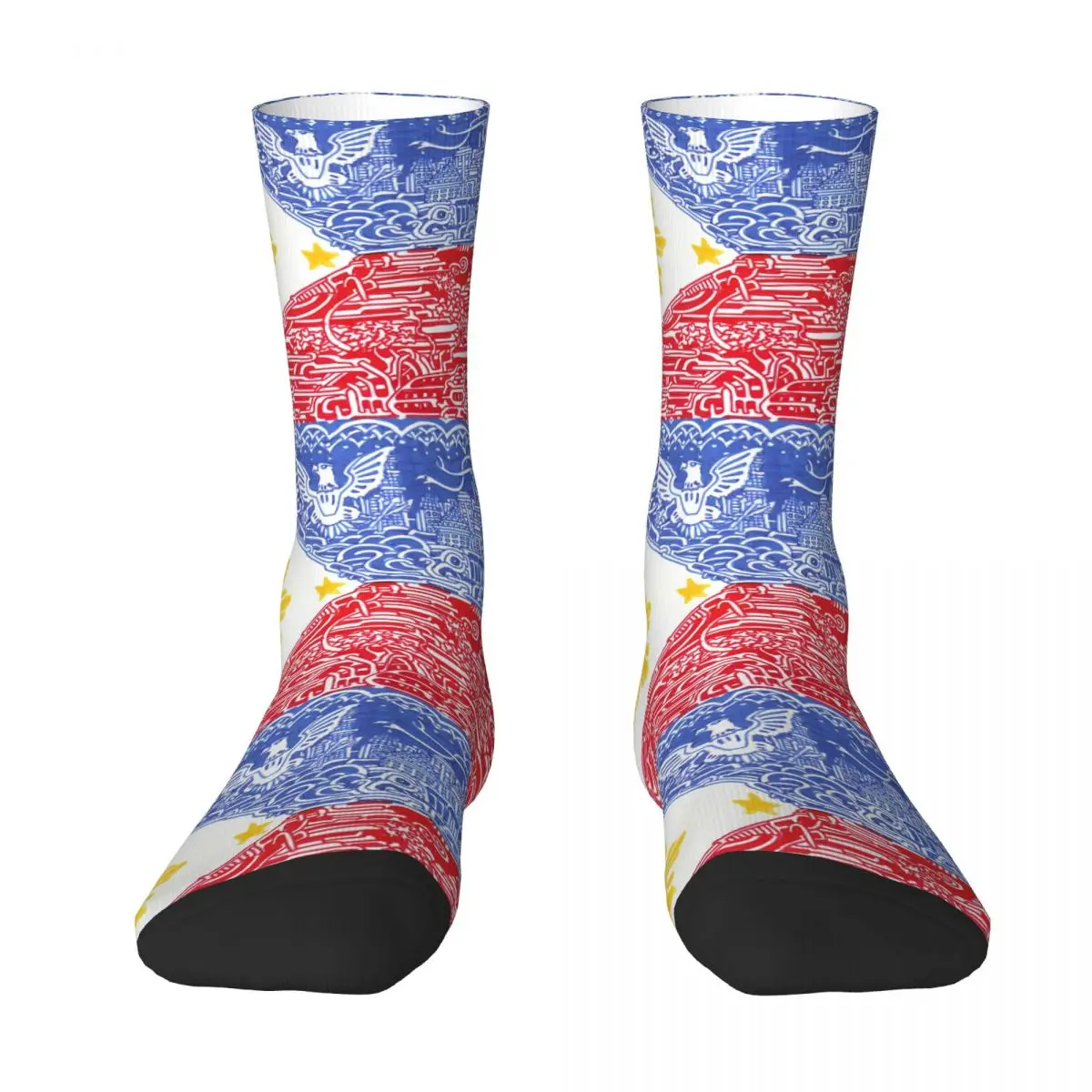 Funny Men's Socks Philippines Flag Retro Hip Hop Novelty Crew Sock Gift Pattern Printed