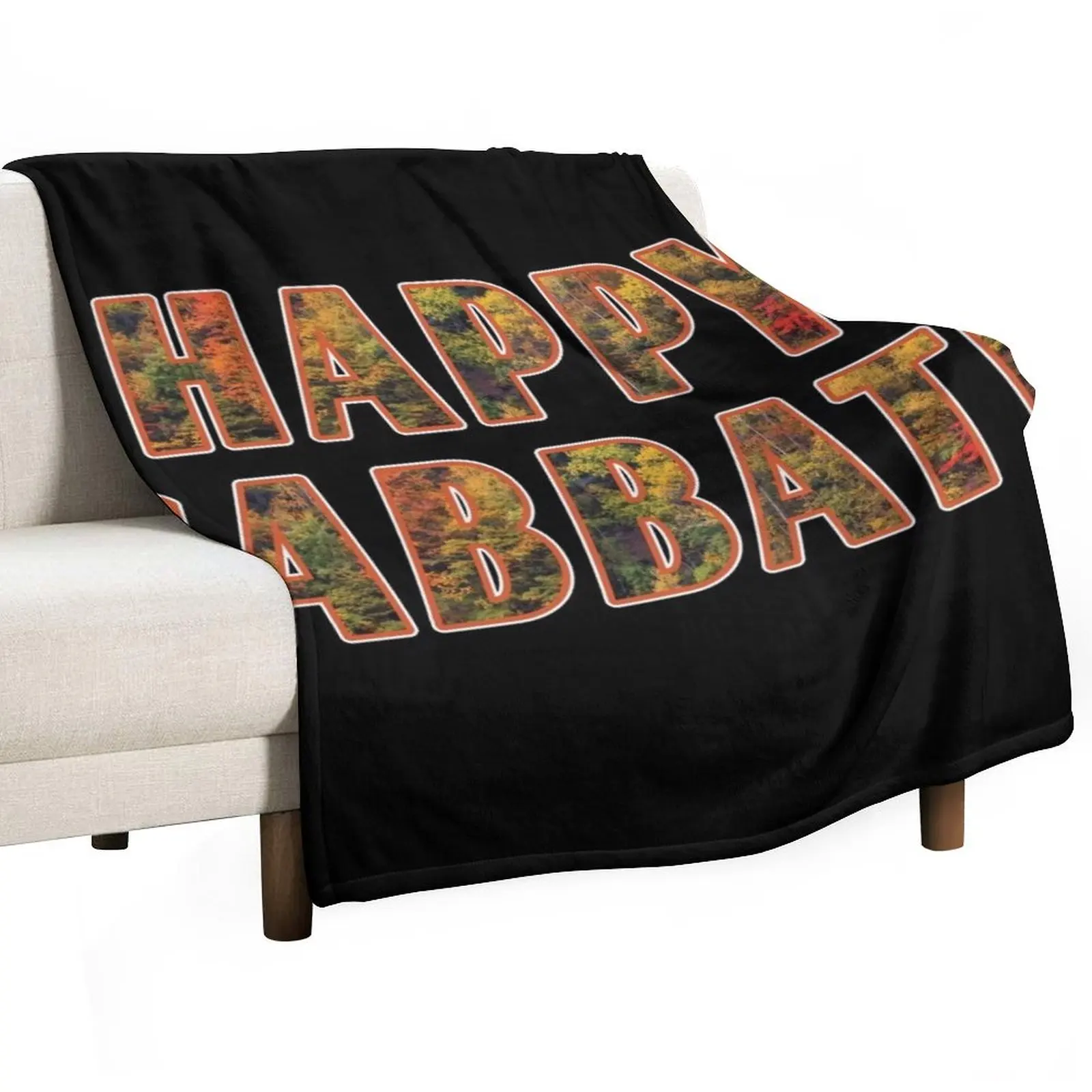 

Happy Sabbath Autumn Text Art - Black - Adventist Sabbath Greeting Throw Blanket Cute Thermal Blankets