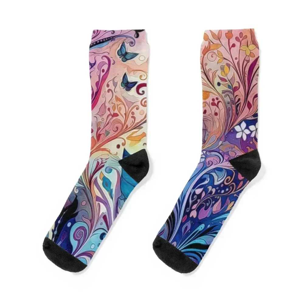 

Красочные абстрактные носки с кошками в стиле ретро, оптовая продажа, профессиональные беговые женские носки, мужские