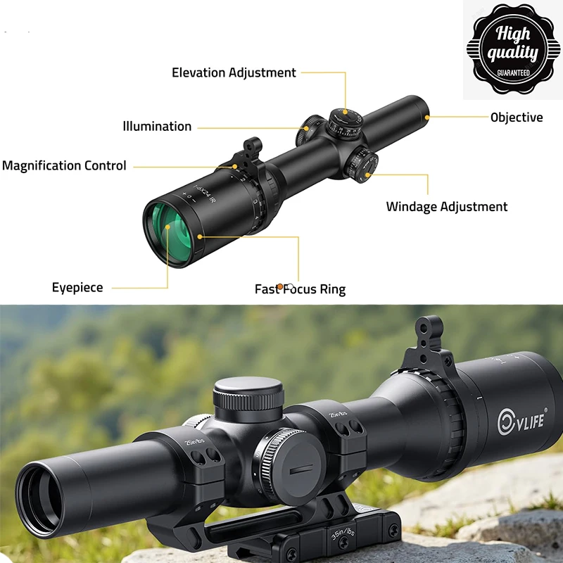 

EagleVanta 1-6x24 LPVO Rifle Scope ED Glass Illuminated BDC Reticle Cantilever Mount 30mm Tube Second Focal Plane Hunting