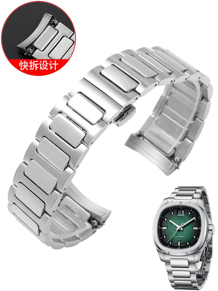 オリジナル湾曲した男性ラバー時計ストラップミド新マルチフォートテレビ M049.526 スポーツ時計バンドクイックリリースグリーンブルーシリコンバンド