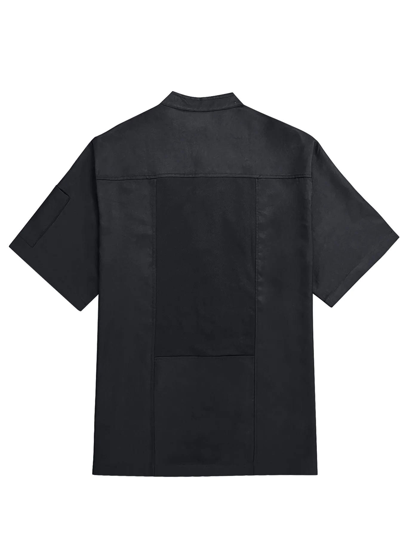 Effen heren koksuniform met opstaande kraag en korte mouwen, olie- en vuilafstotend, comfortabele professionele kleding