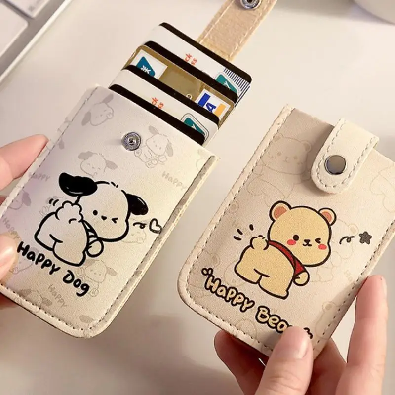 Cute Anime Sanrio Creative Pullable Card Bag Pochacco Multi Slot Card Holder Protection Portable Mini Card Case