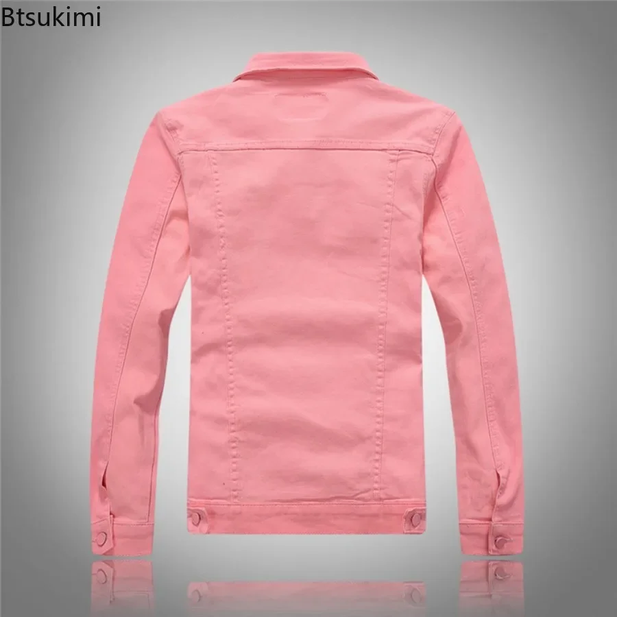 2025 Denim Jackets Men Solid Color Jeans Jacket Slim Fit Denim Coat Fashion Military Jacket Yellow Black Green White Top for Men