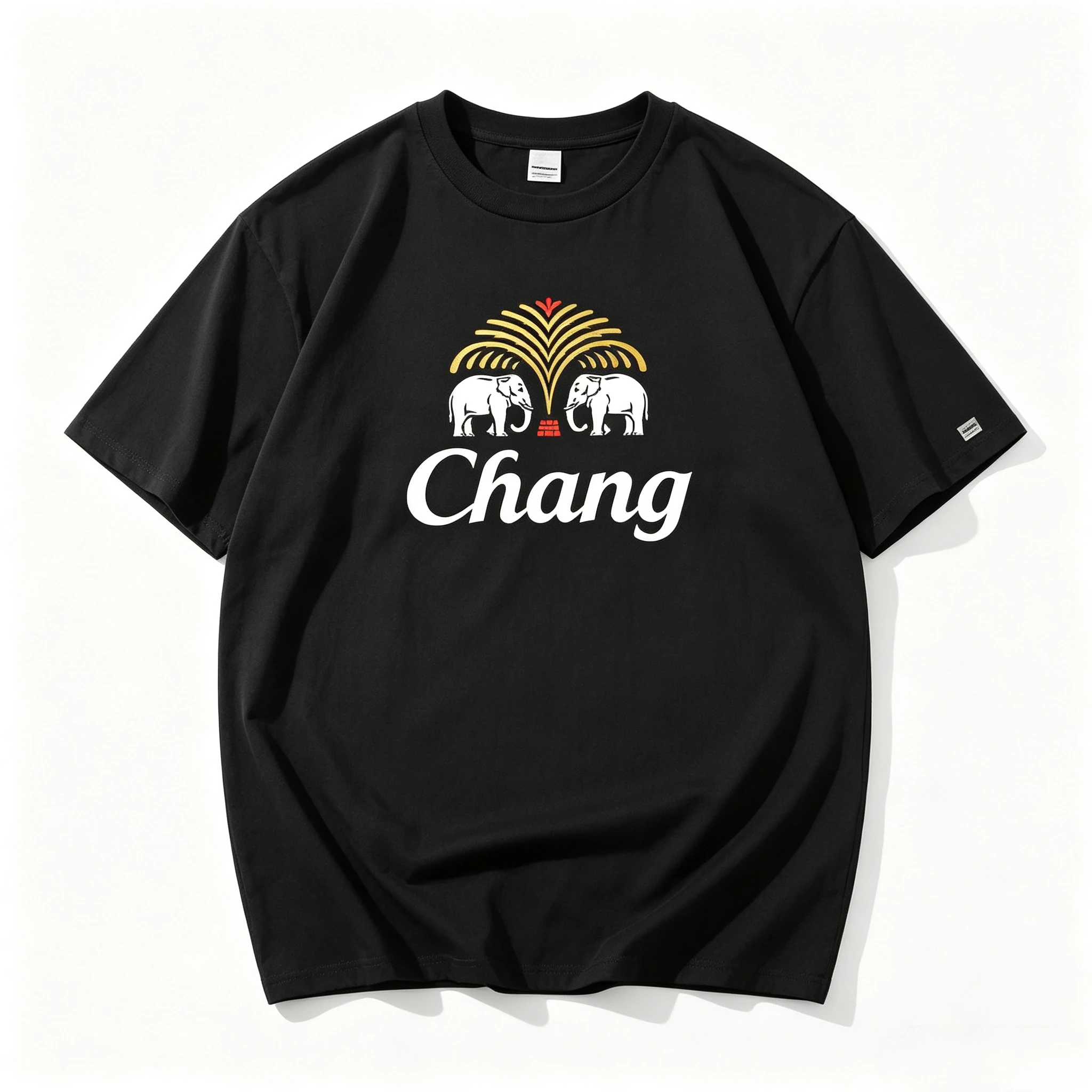 Vintage Chang Elephant Print T-Shirt Modal Breathable Fabric Thai Twin Elephant Sleeve  Graphic Short Sleeve Unisex Casual Tee