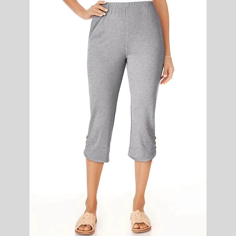 Summer Female Pant Thin Knit Solid Colour 7- Minute Trousers Commuter Womens Midi Pants