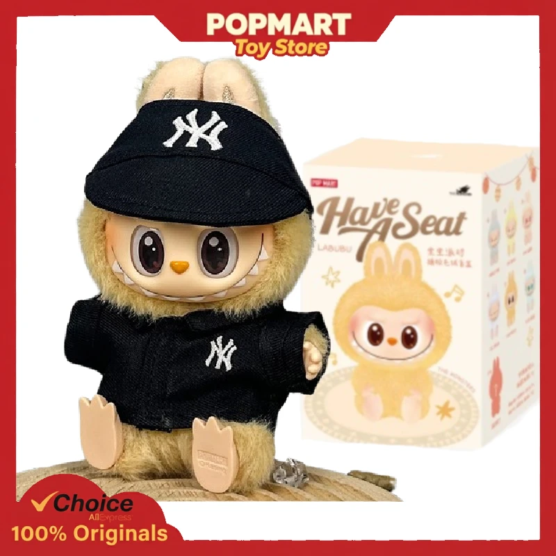 

POP MART LABUBU V2 Have a Seat Черный бейсбольный наряд Аутентичный набор кукол Оригинальная виниловая фигурка Коллекционная игрушка в подарок