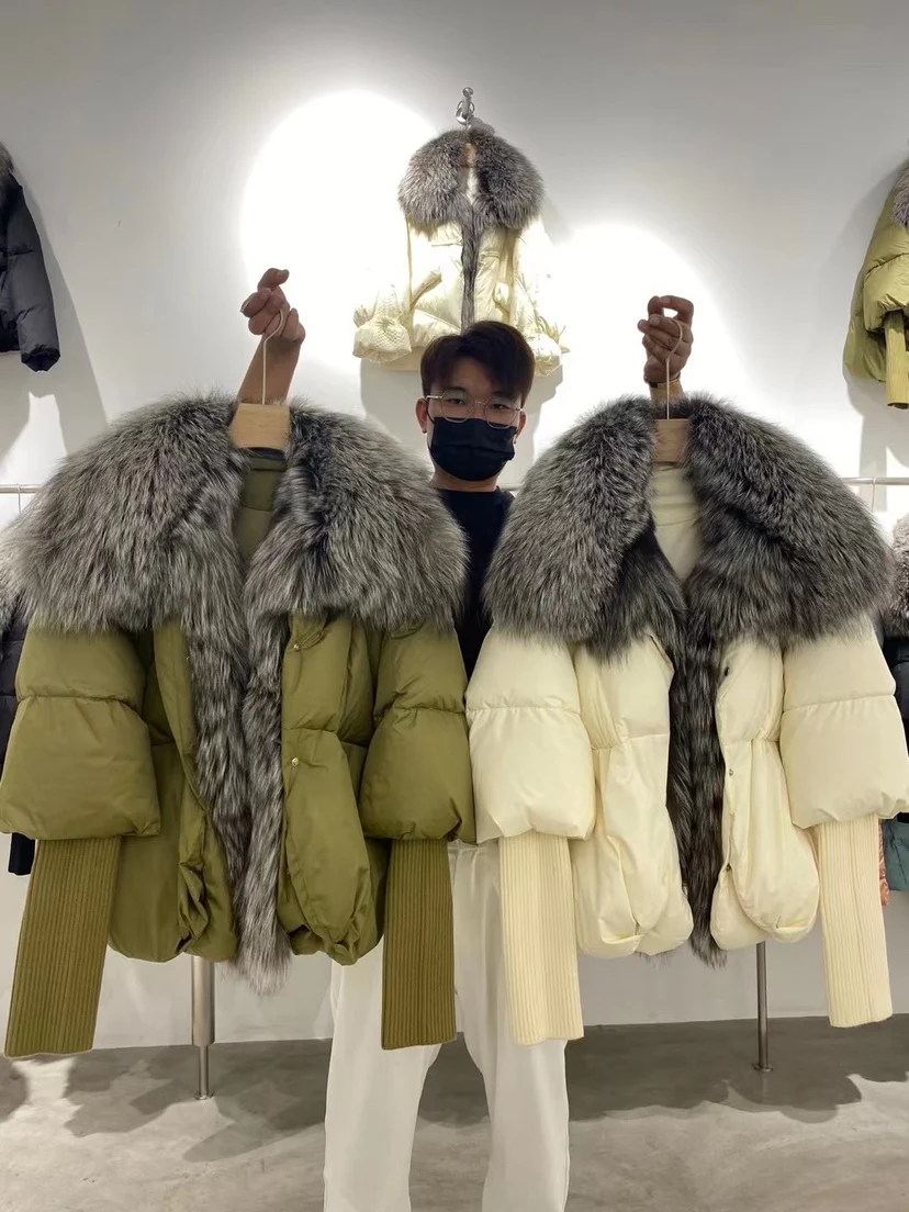 2026 Winter Real Fox Fur Collar White Duck Down Padded Down Jacket Regular Fashion Warm Big Fur Collar Women's Coat