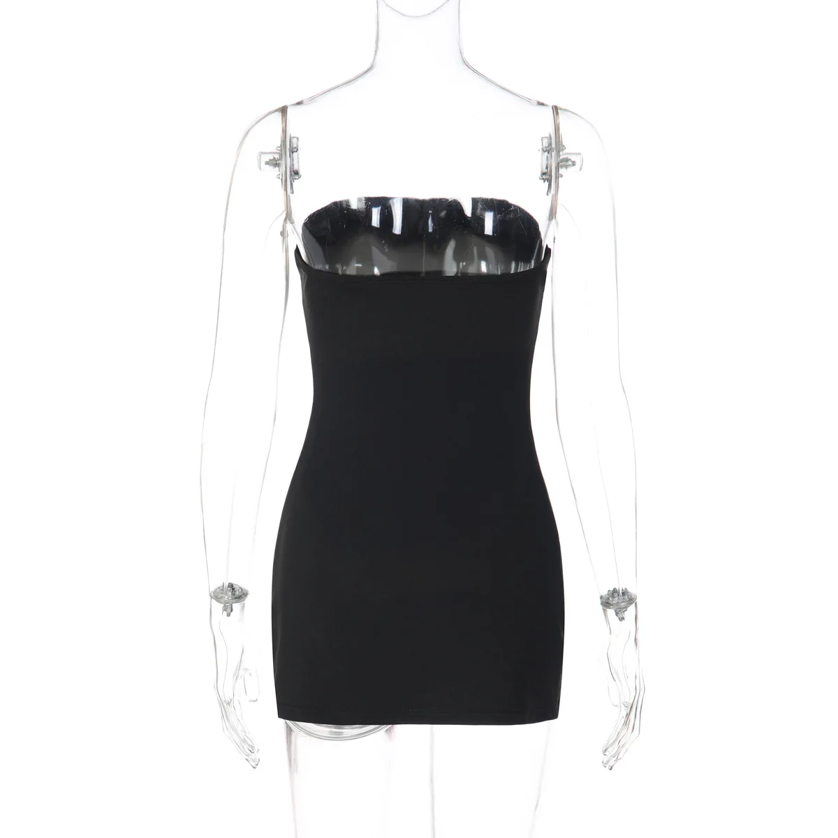 Damesmode sexy 2-delige set strapless backless bodycon mini-jurk + doorzichtige mesh kanten lange rokken feestkostuums clubwear