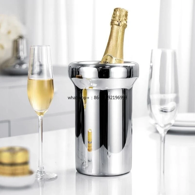 Light Luxury Creative Champagne Bucket, Red Wine Chilled Double Ice Bucket, Ice Storage Bucket, Stainless Steel Commercial