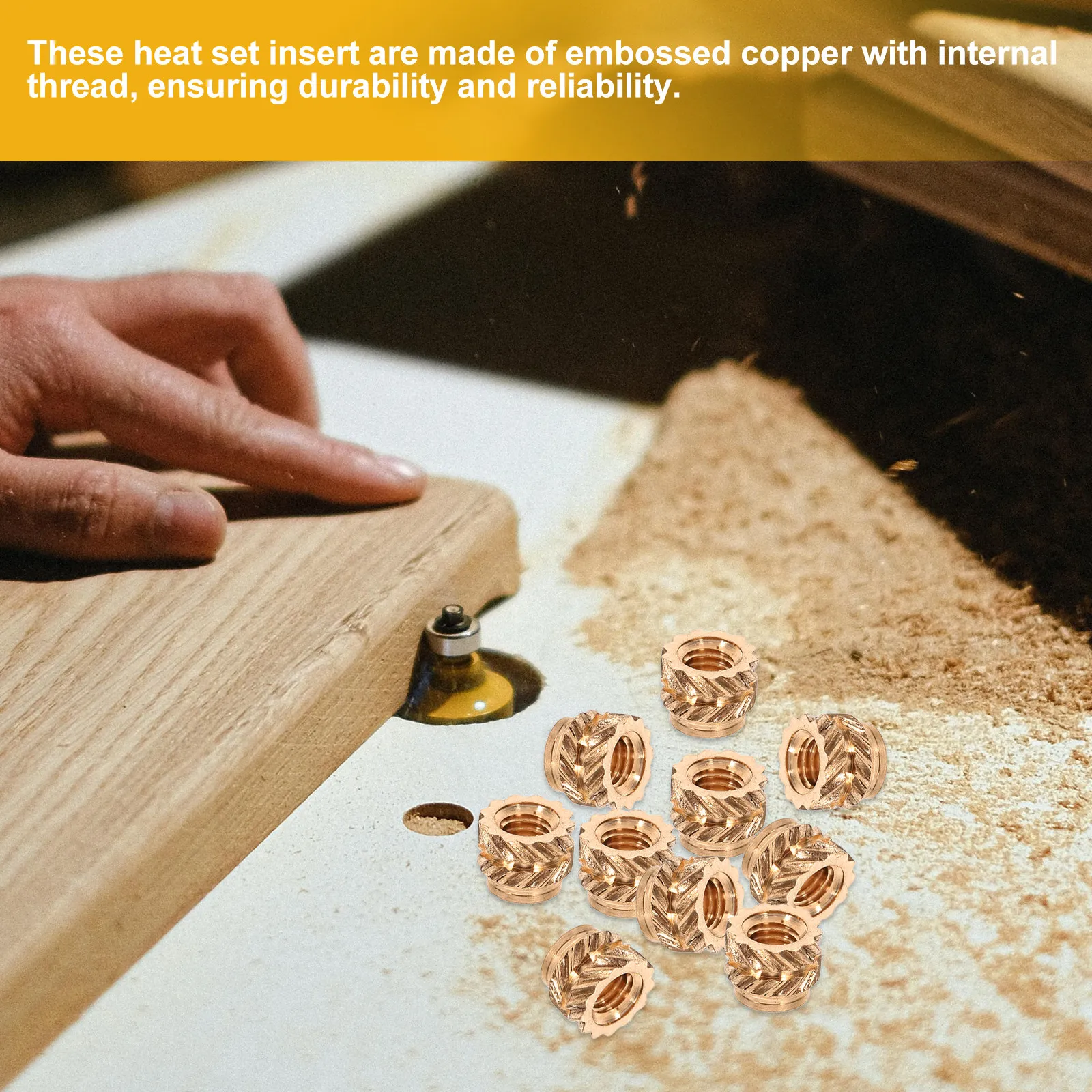 120Pcs Embossed Copper Threaded Insert Heat Embedment Nut M3 Knurled Surface Threaded Insert for Plastic Wood 3D Printed Parts