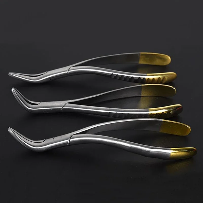 3Pcs Dental Tooth Root Extraction Forceps Root Fragment Pliers Instrument Dentistry Curved Maxillary Mandibular Universal Tool