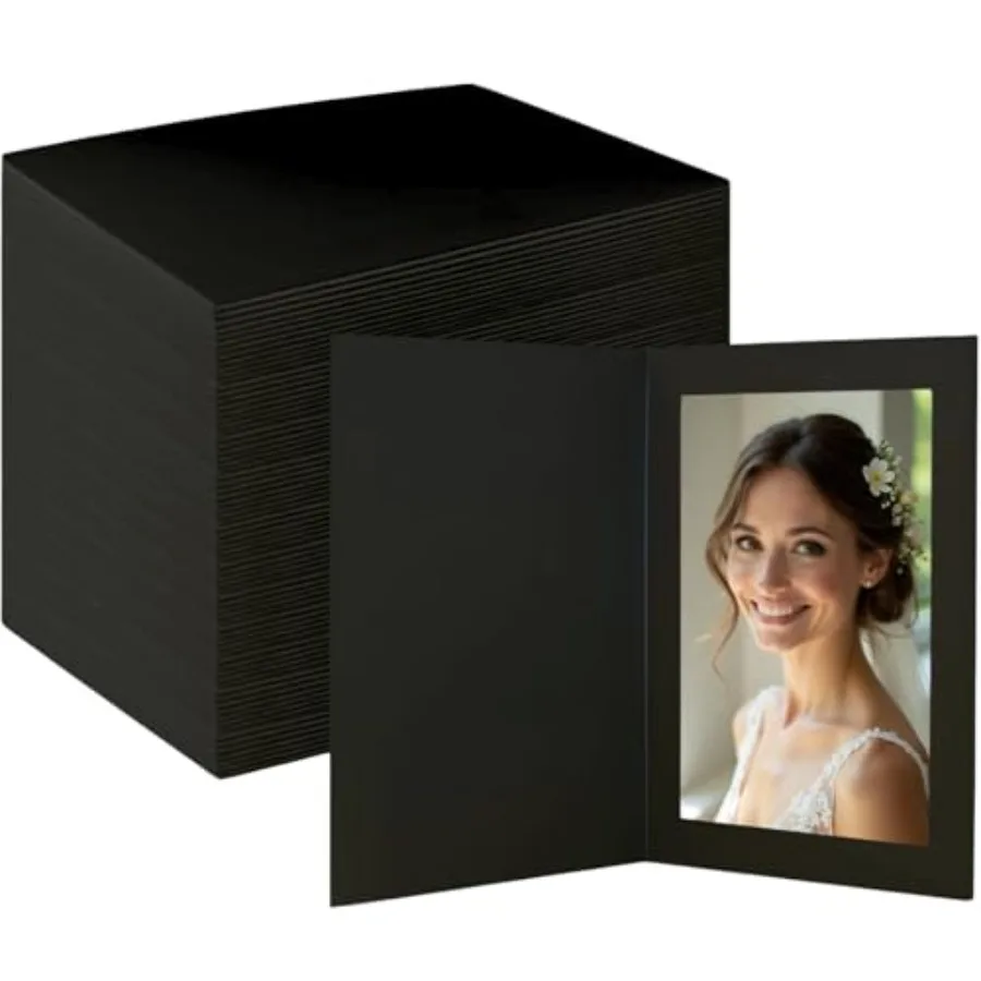 

200 Pack Photo Folders 4x6 Paper Picture Frame Photo Frame Cards Cardboard Photo Inserts Greeting Cards Ideal for Father's Day,
