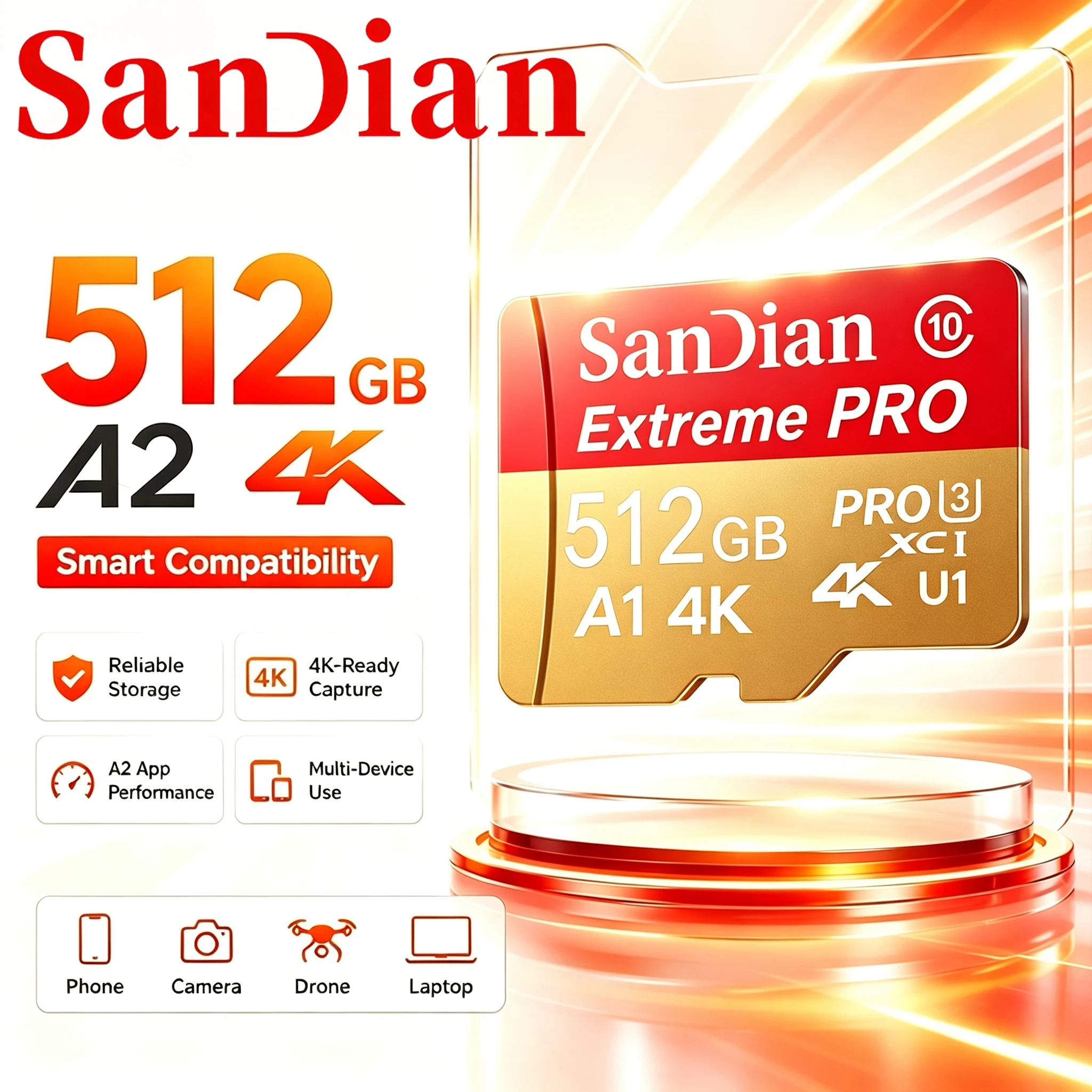 Micro TF SD Card 512GB 32GB SD Cards 256GB TF Cards 64GB Memory Card A2 for Drone/Gaming Console/VR Headset/PC Mac/Recorder