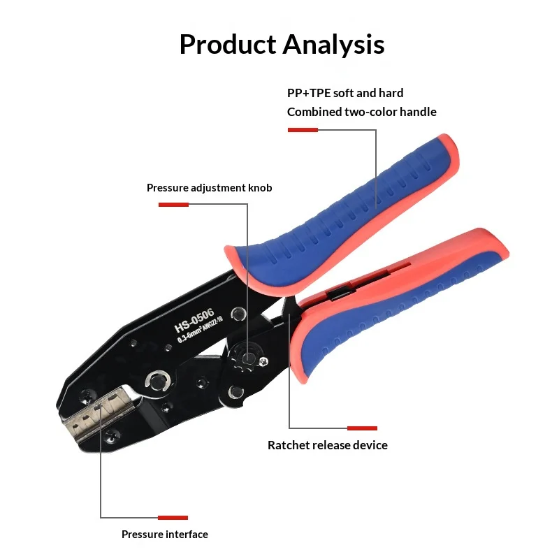 454A/B/C U-Type Copper Buckle Fuse Clips Crimper, 453 Ratchet Crimping Pliers for Cold Press Terminals Wiring Crimper Tool view 3