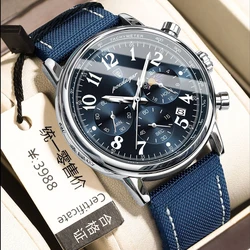 POEDAGAR Men's Watches Young Fashion Style Original Quartz Watch for Man Waterproof Luminous Moon Phase Date Chronograph 24 Hour