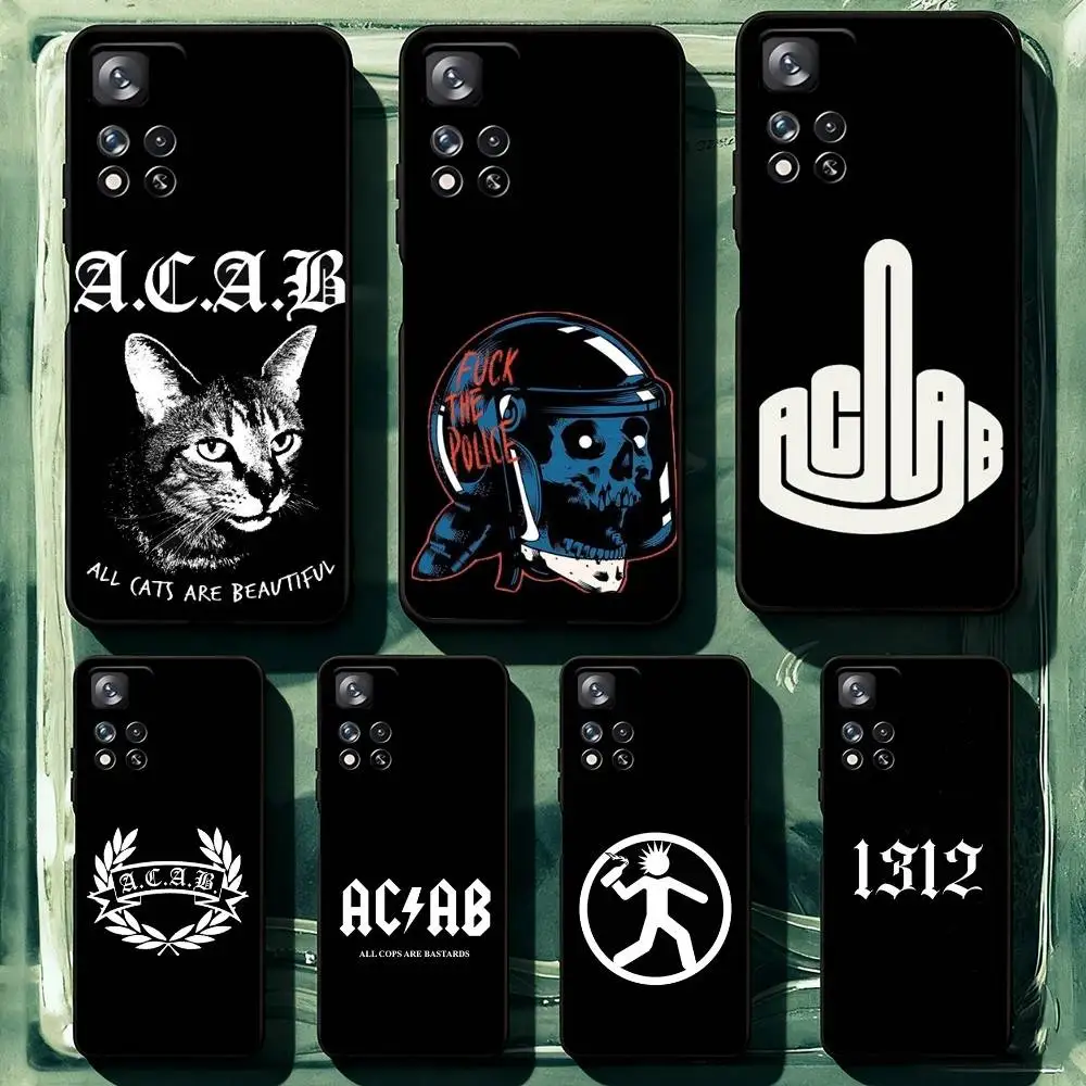 

ACAB All Cops Are Bastards Phone Case For Samsung Galaxy A53,52,73,72,32,31,30s,20s,Note,Ultra Soft Black Coque Funda