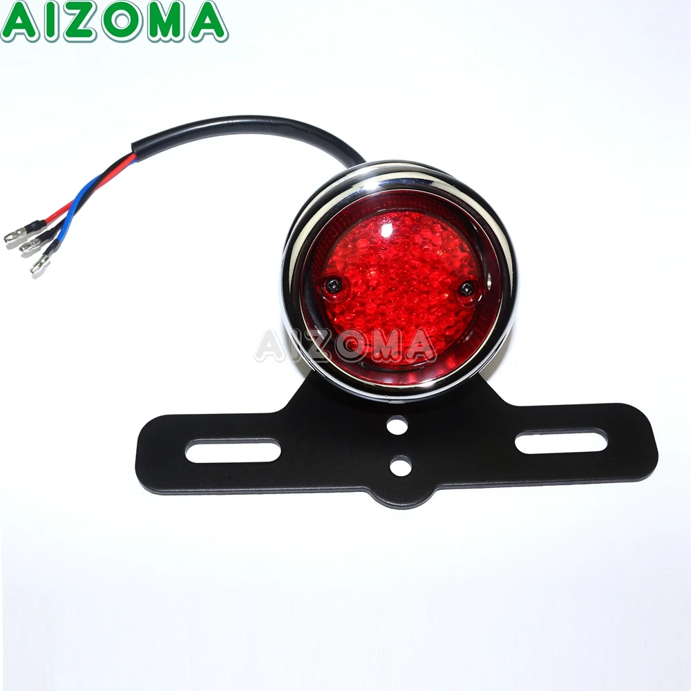 Retro Motorcycles Custom License Plate Taillight 12v LED Brake Taillamp For Harley Yamaha Honda XS650 Cafe Racer Universal Light