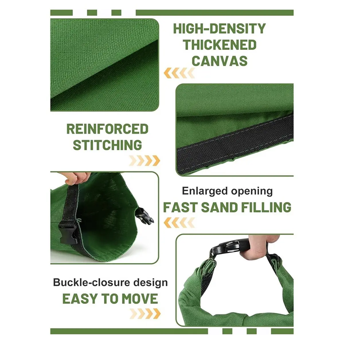 6-Pack Heavy-Duty Canvas Sandbags for Flooding - Secure Buckle Closure, Easy Carry, 13.8'' X 25.6''