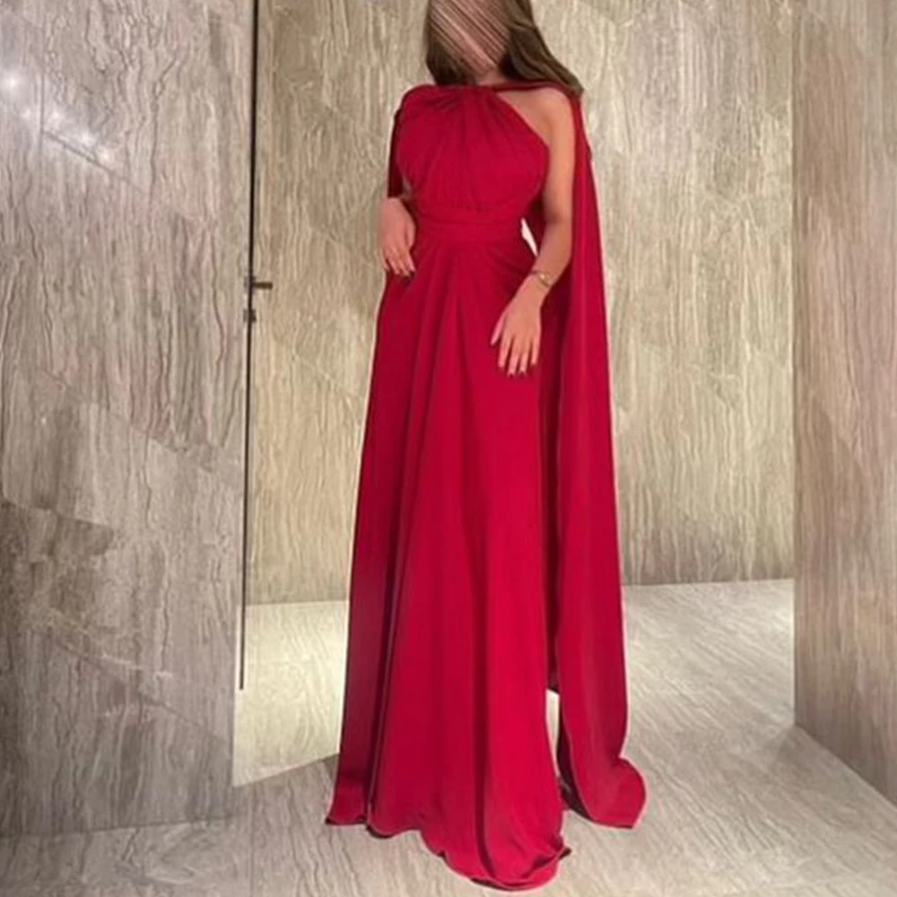 

Prom Gowns Shawl Watteau Train Solid Color Floor Length Pleats Sleeveless Straight Backless Jersey Dresses For Formal Occasions