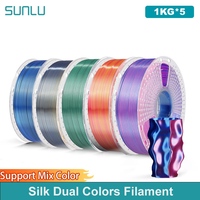 SUNLU 5KG Silk PLA Plus Dual Colors Filament 1KG 1.75mm Pla+ Rabinbow Dual Colors Neatly Wound 3D Filament for 3D Printer