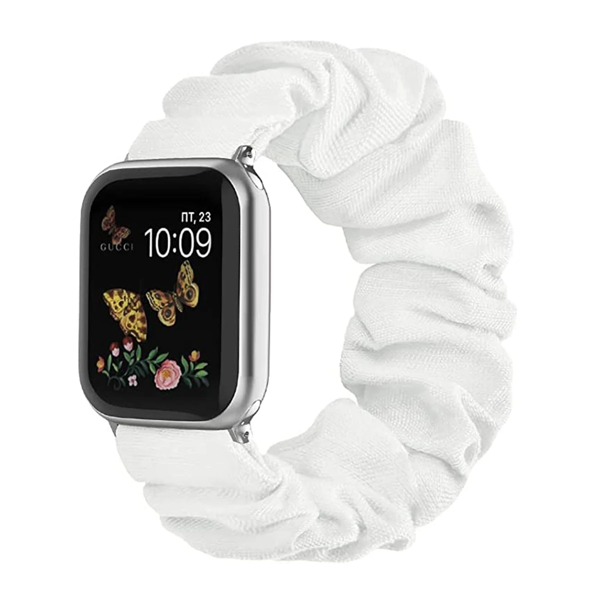 Scrunchie-Armband für Apple Watch Band 44 mm 40 mm 42 mm 41 mm 38 mm 45 mm 49 mm Ultra-Nylon-Solo-Loop-Armband iWatch Damen 8 7 6 5 4 SE – Detail 6