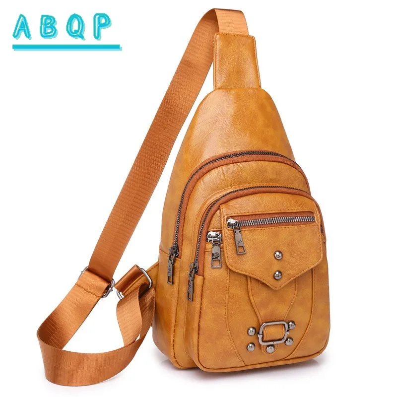 

Women's Shoulder Bag Breast Bags New PU Soft Leather Texture Messenger Handbag Large Capacity Simple Retro Travel Bag