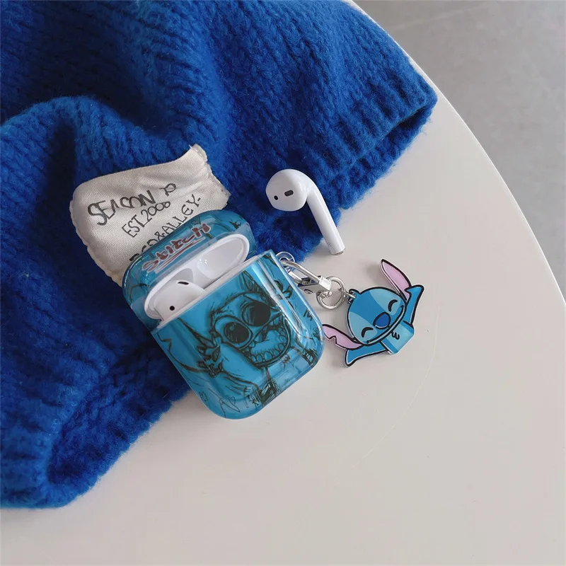 حافظة كرتون ديزني لسماعات أبل ، سلسلة مفاتيح غرزة ، سماعة أذن لاسلكية ، سماعة بلوتوث ، غطاء سيليكون ، 1 ، 2 ، 3 ، برو