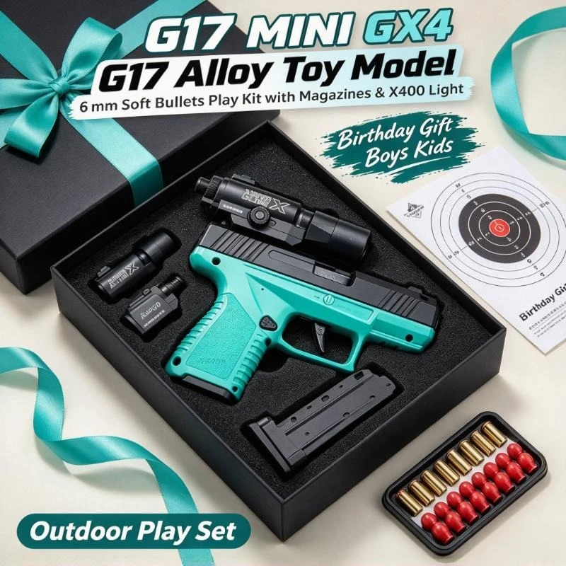 Mini GX4 Pocket Toy,Macaron Shell Eject Blowback Model w/ X300 IR Sight,Full Set Magazines Soft Bullets Shells,Kids Adults Gift