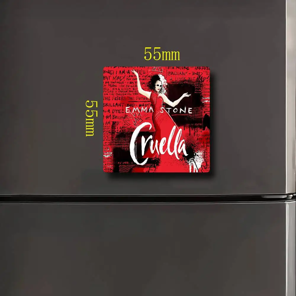 C-CRUELLA EMMA STONE إطار صور فيلم كلاسيكي صورة مغناطيس الثلاجة ملصقات مغناطيسية للثلاجة هدية للأصدقاء والعائلة والأطفال