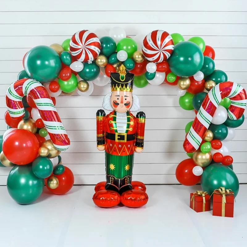 Christmas Nutcracker Balloon Garland Kit Xmas Party Decorations Red Green Christmas Balloon Decor Party Backdrop New Year 2023