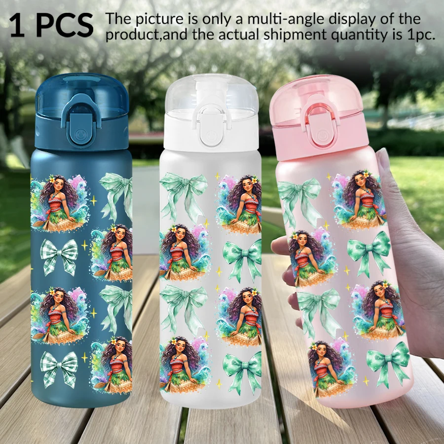 1 pezzo Disney, Moana, Arco, bottiglia d'acqua in plastica da 26 once, tazza d'acqua sportiva con corda di sollevamento, regalo di compleanno/retro a scuola
