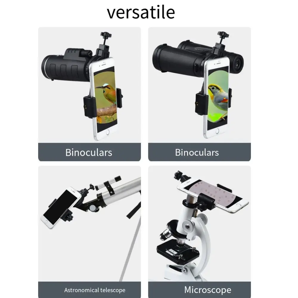 العالمي عدسة الهاتف التصوير محول جبل ترقية الروتاري المشبك تلسكوب الهاتف كليب قوس أسود متوافق
