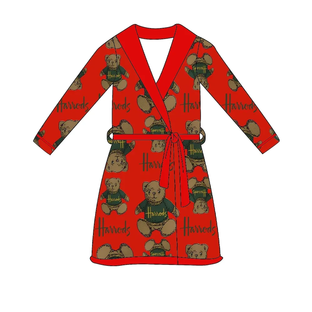 بوتيك ملابس الأطفال قصيرة الأكمام الكرتون الدب طباعة السراويل فتاة صبي مجموعة ثوب النوم