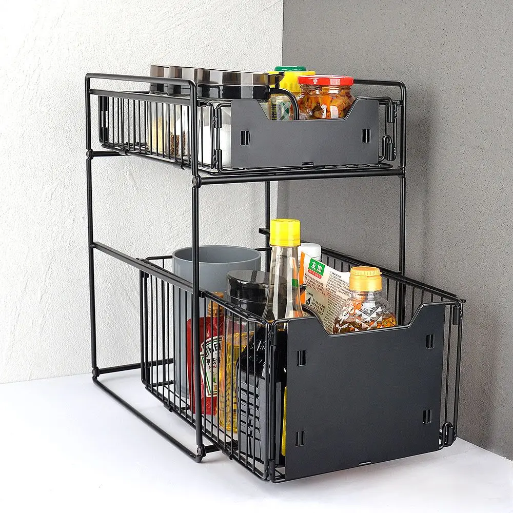 

Pull-Out Kitchen Cabinet Organizer: Tiered Storage Rack for Inner Cabinets, Under-Sink Shelving Solution & Ultimate Storage Hack