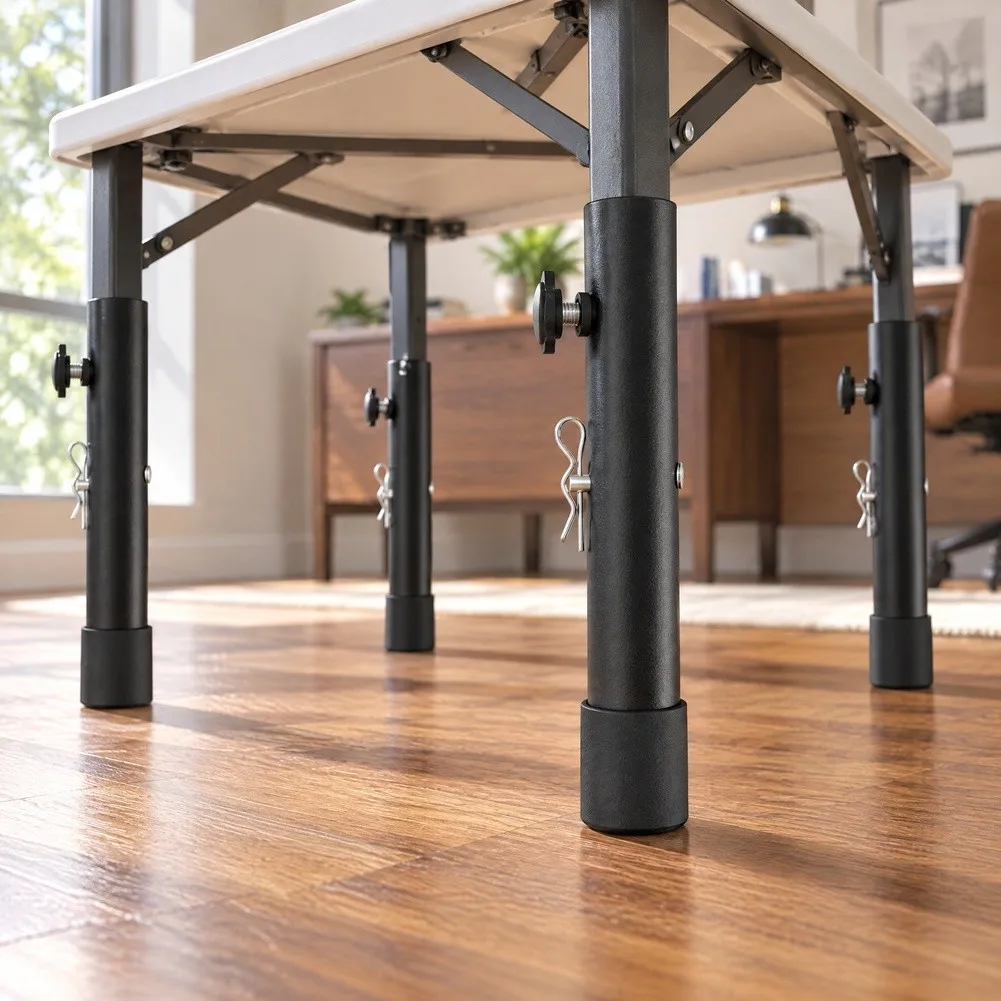 4Pack Adjustable Metal Table Leg Extenders 2-6Inch With Rubber Pads For Folding Tables Stability/Floor Protection Hardware