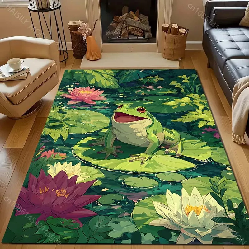 1PC Frog lotus pond nature Carpet for Living Room Bedroom Sofa Home Decor Rus Non-slip Floor Mat Luxury Gift