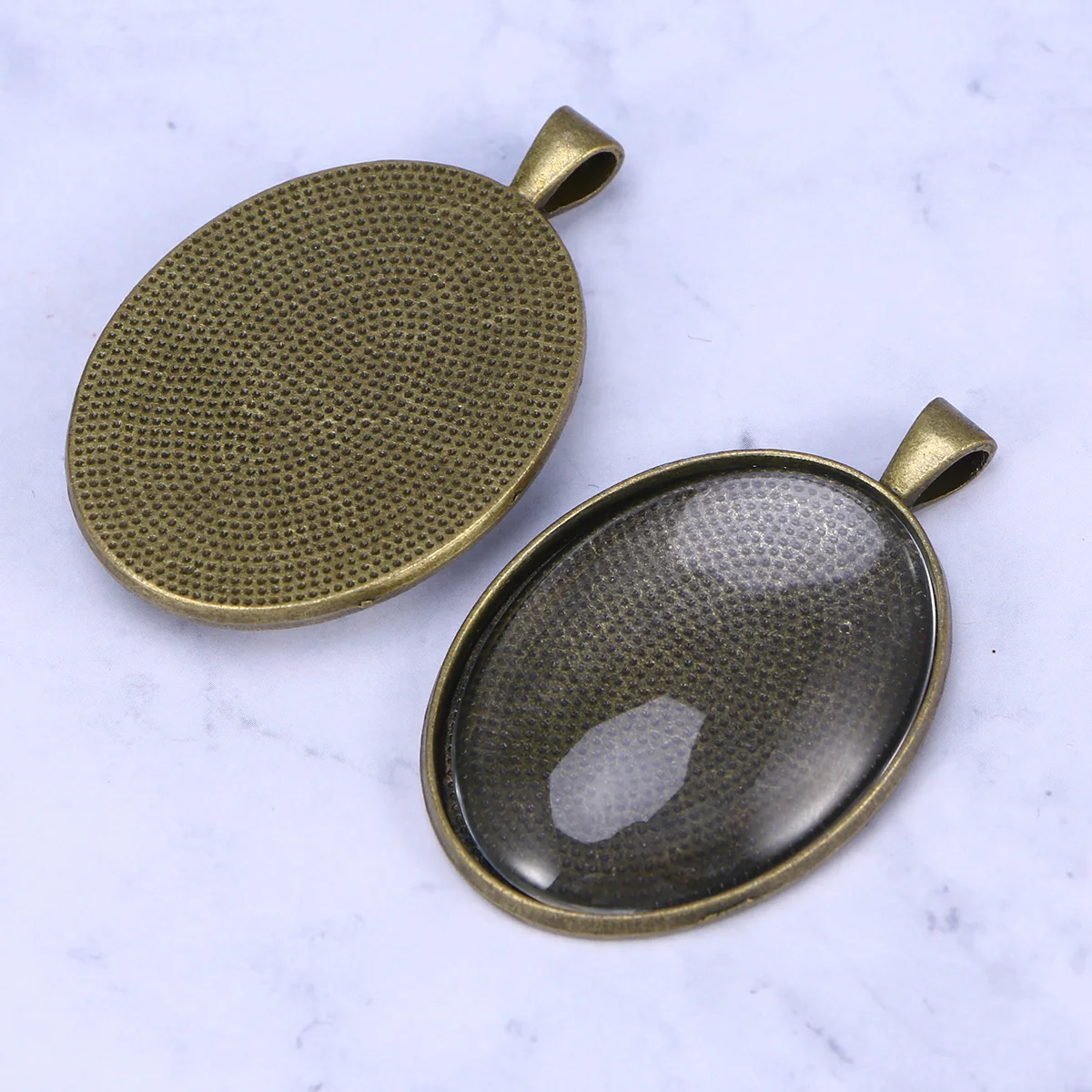 

6pcs Pendant Oval Alloy Glass Chain Jewelry Glass Chain Crafts Resin Photo Necklace Bracelet Keychain Decor