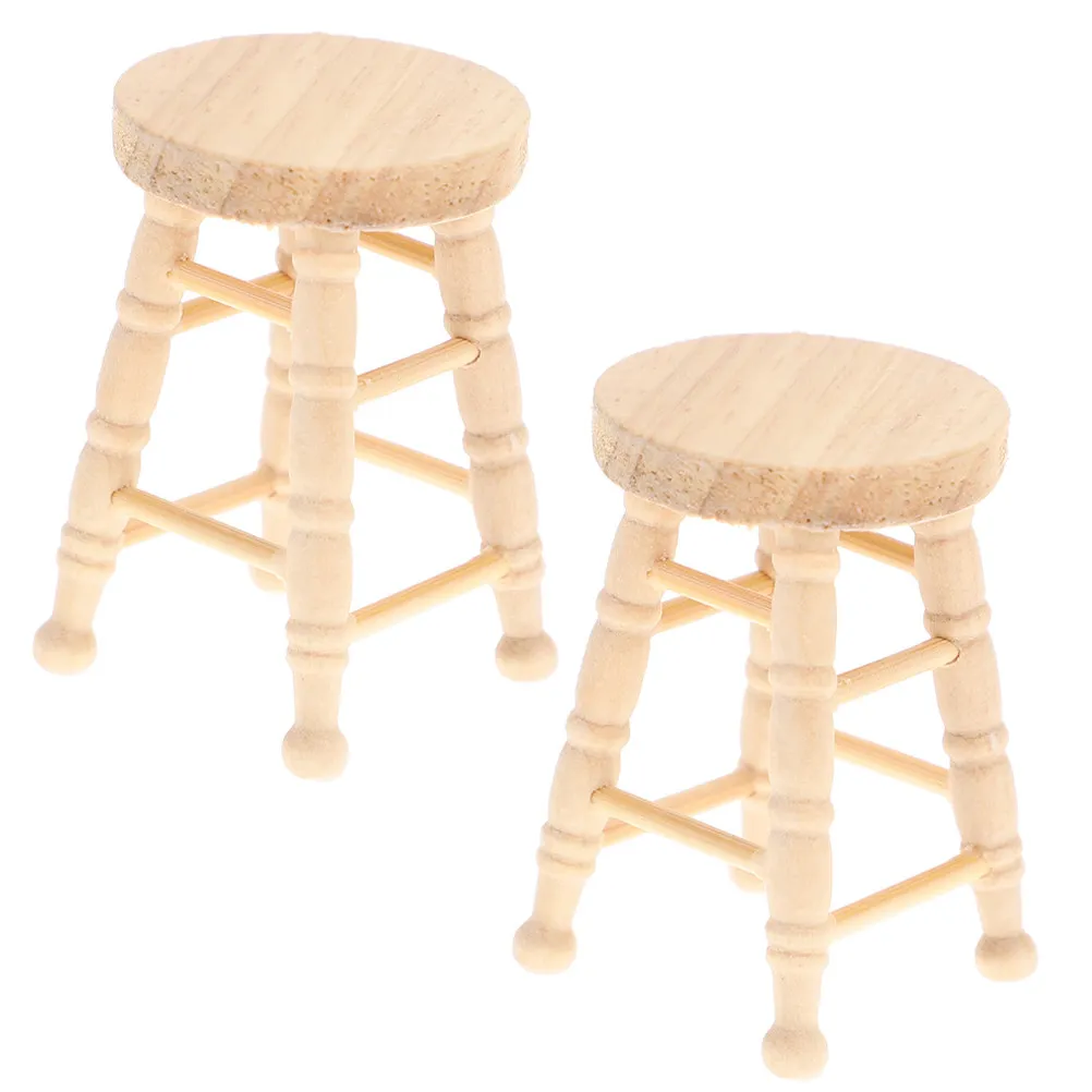 

3Pcs Original Wood Round Stool Miniature Furniture Mini House Accessories Miniature Wooden Stool for Mini House Decoration