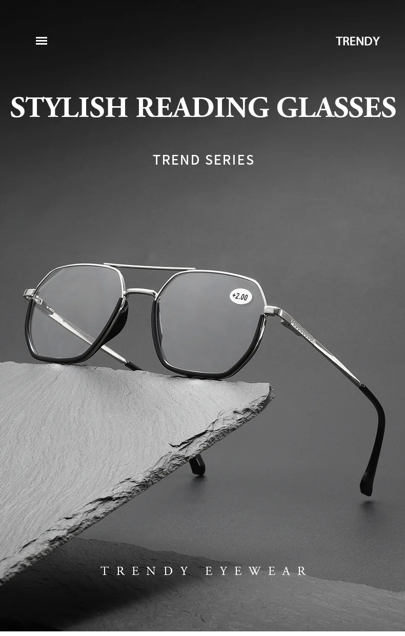 2025 neue Mann Frau Lesen Brillen Doppel Strahl Retro Anti-Blau Licht Leser Hohe Qualität Unisex Brillen Vielseitig Trend – Detail 5