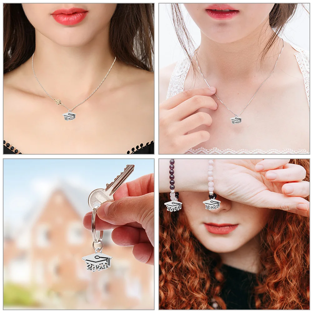 

150pcs Graduation Cap Pendant Charms 2024 Zinc Alloy DIY Crafts Material Necklace Earring Keychain Jewelry Accessories