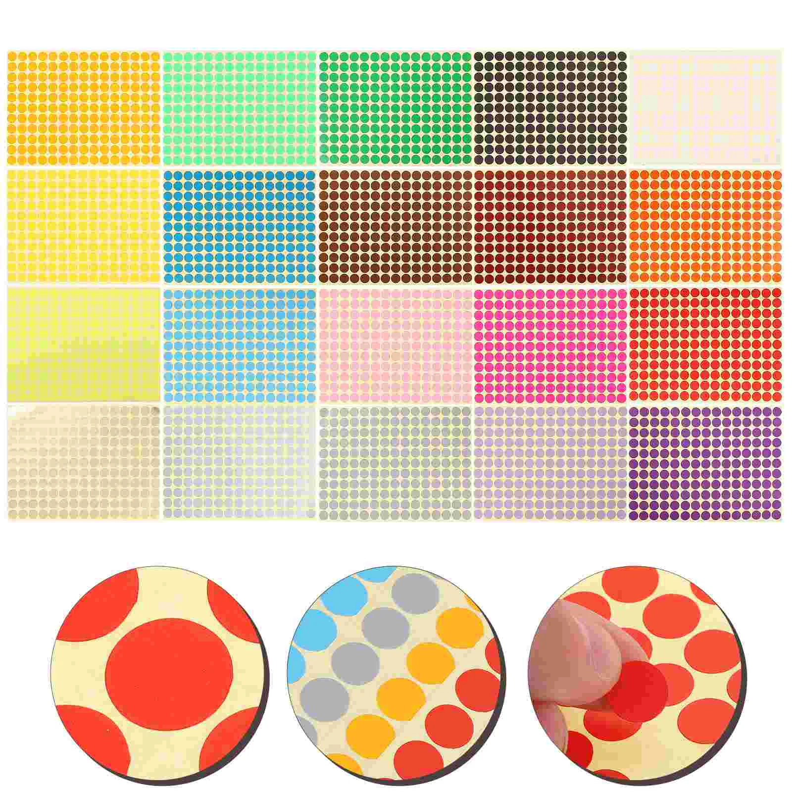 20 Sheets Self-adhesive Label Round Stickers Color Coding Labels Coded
