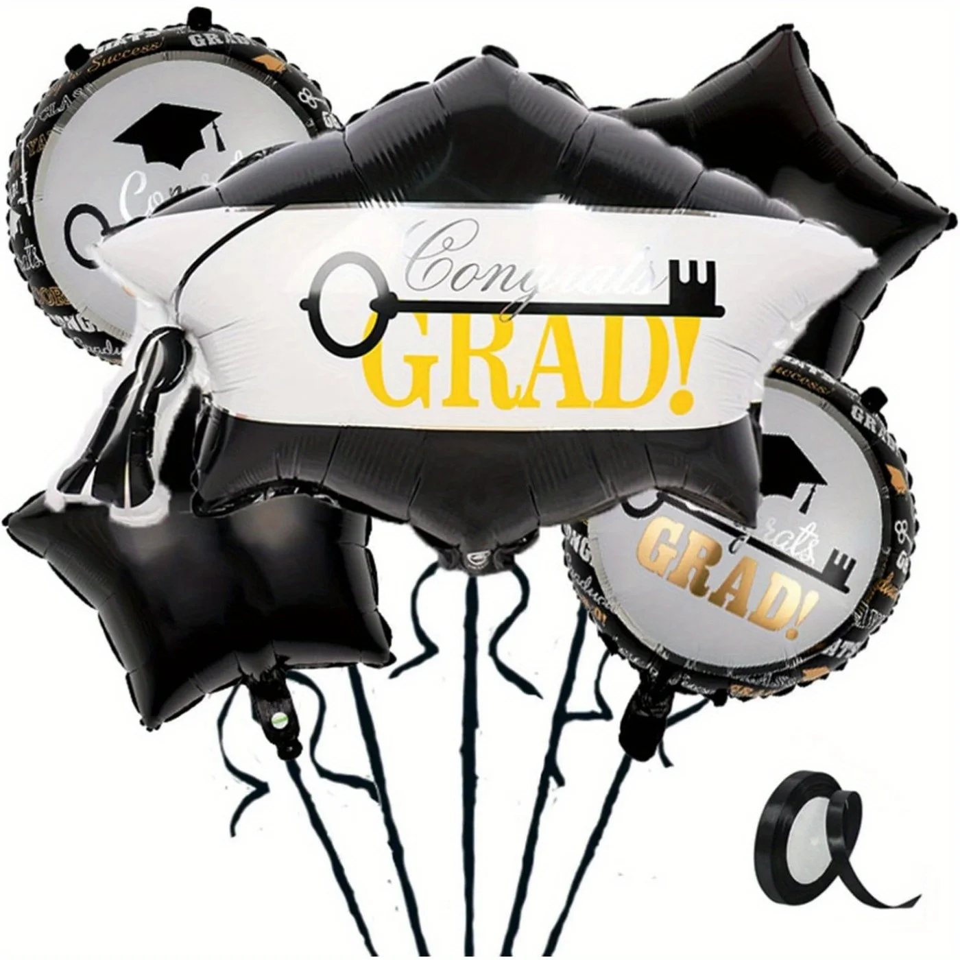

5pcs Graduation Foil Balloon Party Decoration Congratulations Graduation Hat Balloon Round Congratulations Balloon School Party