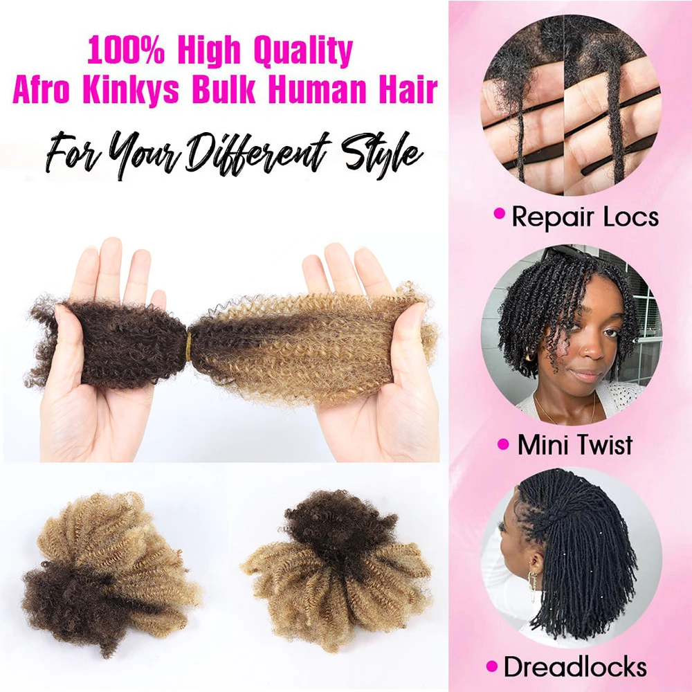 50 جرام الأفرو غريب مجعد السائبة وصلات شعر بشرية لتضفير الشعر أومبير شقراء لا لحمة أقفال شعر ريمي لضفائر الكروشيه