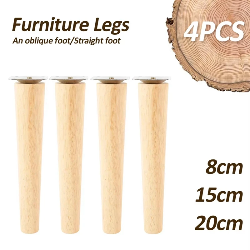 4 piezas patas de muebles muebles de madera maciza patas de mesa rectas patas de silla antideslizantes accesorios de repuesto