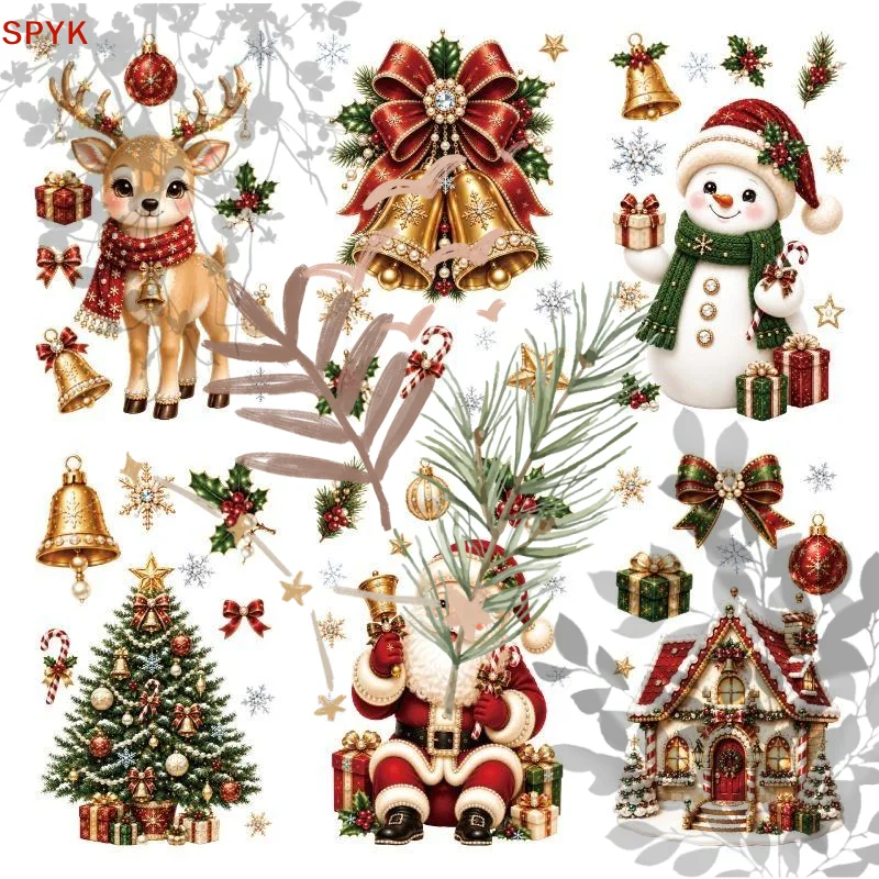 Christmas 2027 New Window Stickers: Cute Santa Reindeer Snowman Snowflake Xmas Glass Winter Home Shop